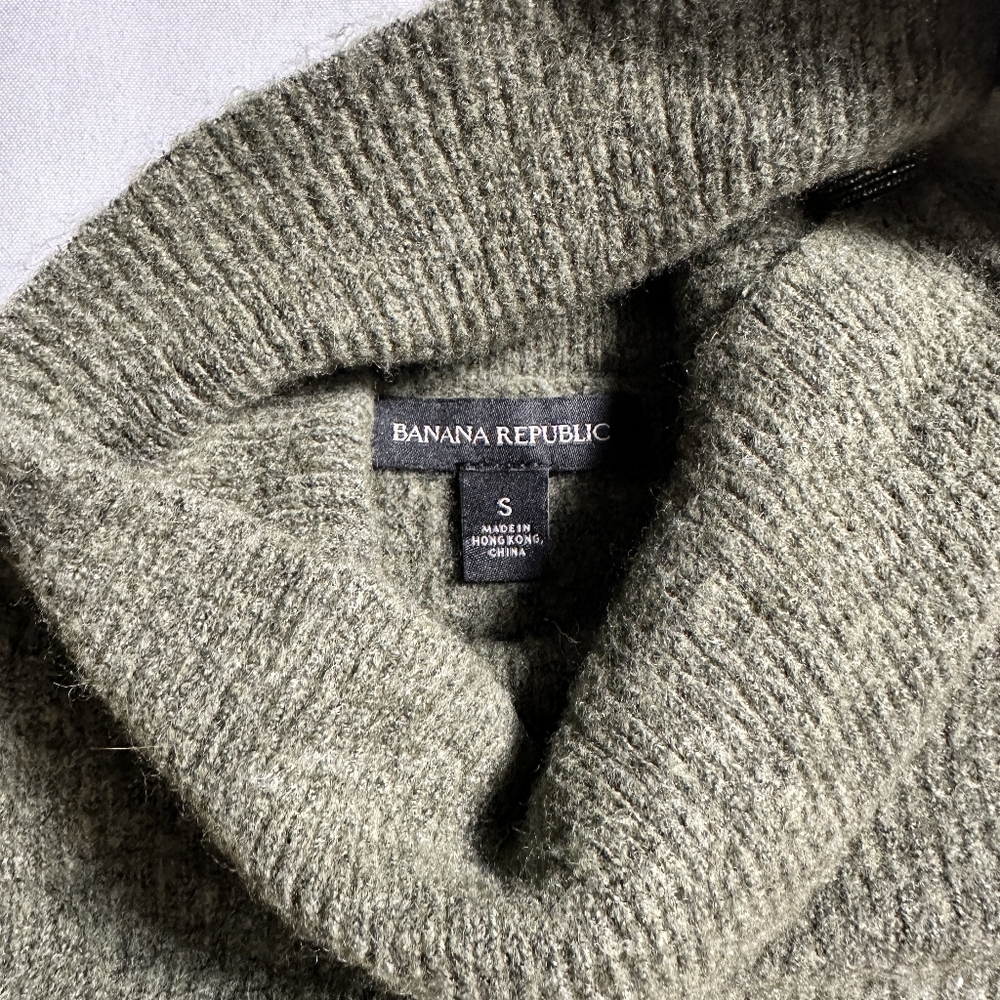 BANANA REPUBLIC Womens S Wool Blend Green Turtleneck Long Sleeve Sweater - Wool